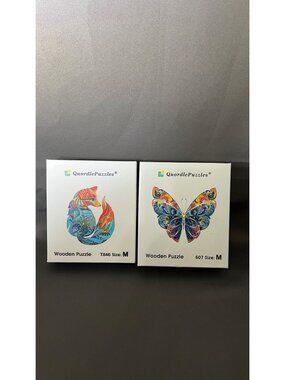 QuordlePuzzles Wooden Fox & Butterfly Puzzle Set Size M